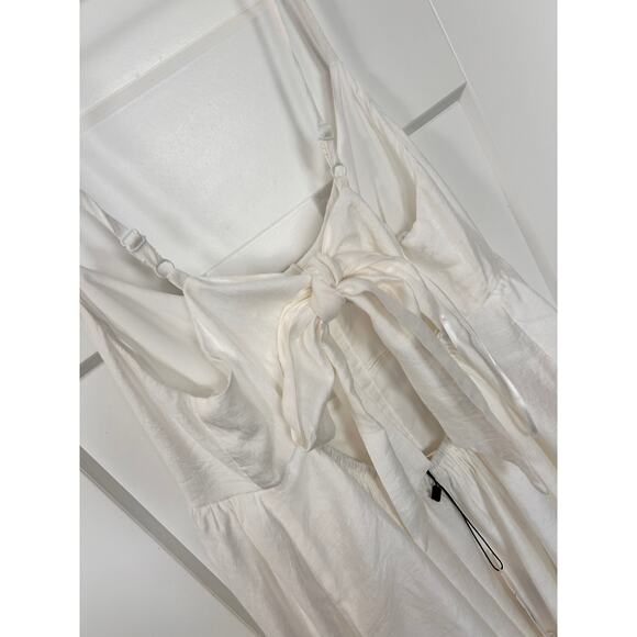 NWT Mustard‎ Seed Women's Lace Trimmed Tie Back Dress Summer White Size Large - Picture 6 of 12